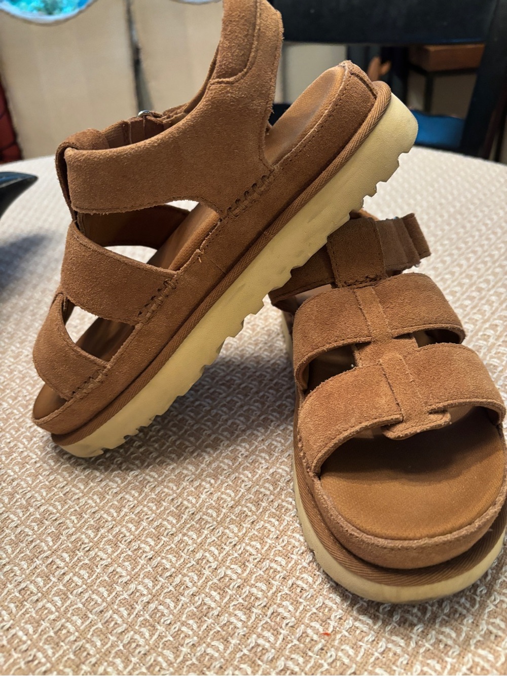 Women’s Suede Strappy Sandals in Brown